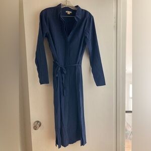 Long sleeve button down blue dress size S NWOT